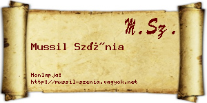 Mussil Szénia névjegykártya
